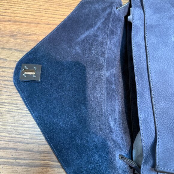 Rebecca Minkoff Darren Messenger Bag Blue Nubuck Crossbody - Picture 12 of 16